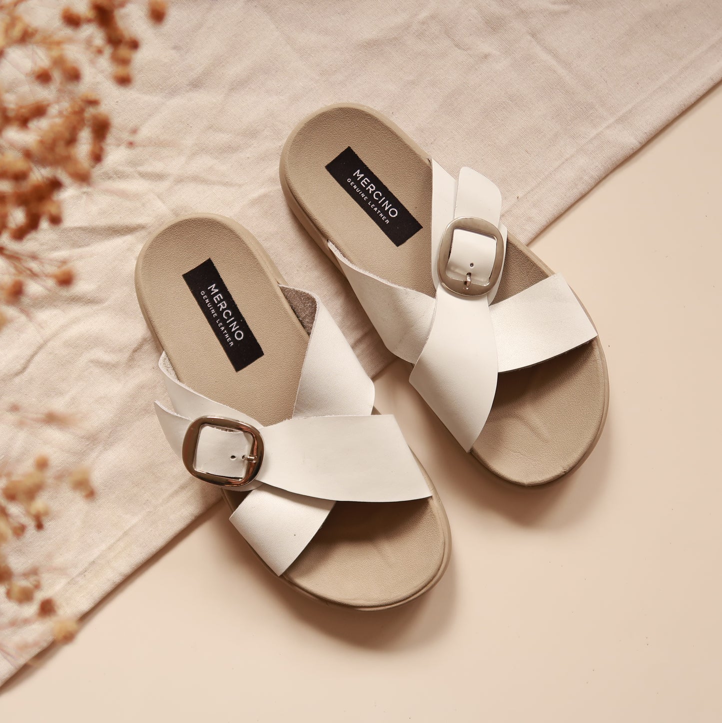 Demi in White (on beige sole)