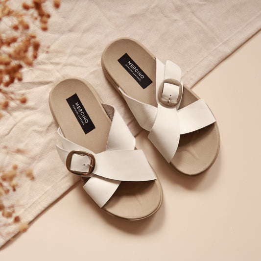 Demi in White (on beige sole)